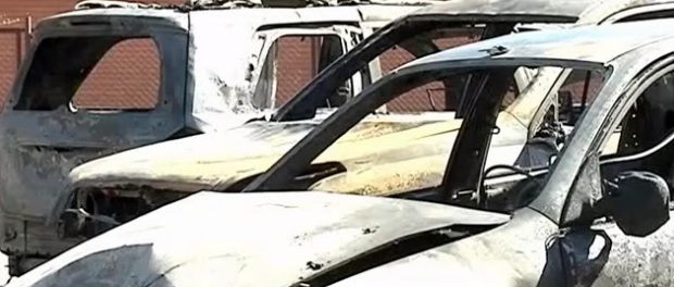 Автомобили сгорели. Кадр из видео ТСН