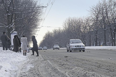 Замерзшие улицы Днепропетровска. Фото с сайта "Сегодня"