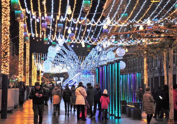 Улицу Короленко украсили новогодними иллюминациями - фото: fb Егора Колоденко