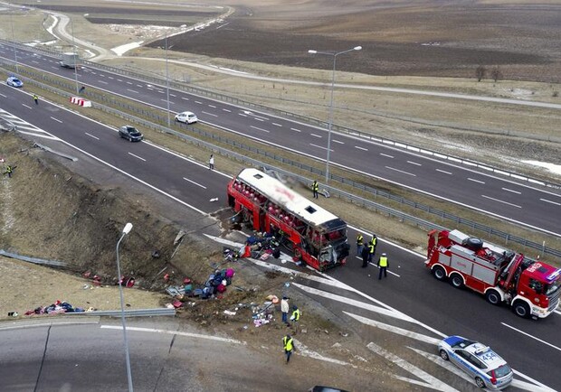 Авария украинского автобуса в Польше. Фото: PAP/Darek Delmanowicz