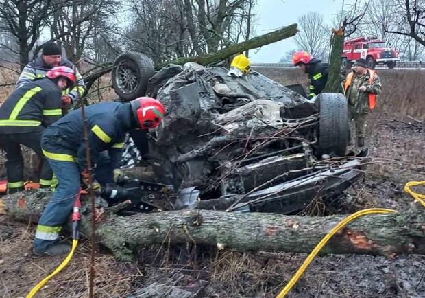 У Дніпропетровській області авто влетіло в дерево та перекинулося: є постраждалі 