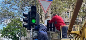 На Пушкинской установили светофоры, которые буду работать во время блэкаута