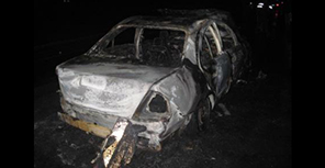 Сгоревшая иномарка Nissan Almera. Фото: пресс-служба ГАИ