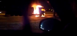 На Донецком Шоссе горел бензовоз. ВИДЕО