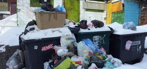 Из-за снегопада дворы Киева превратились в мусорные свалки