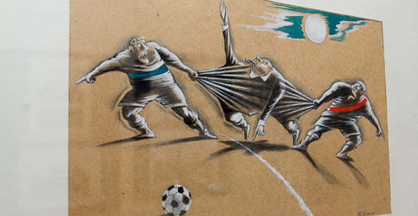 Выставка футбольной карикатуры. Фото: Евгений Кудря