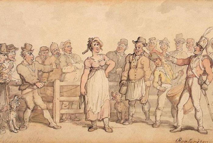«Продажа жены» (1812—1814). Автор — Томас Роулендсон. 
