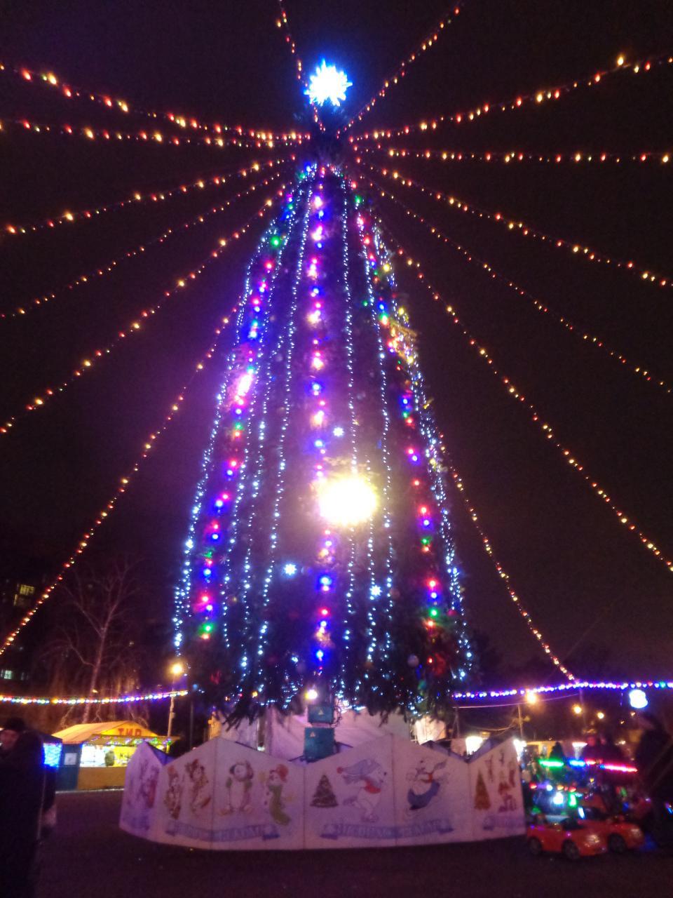 Новость - События - Конфеты на деревьях и танцы снегурочек: в парке Глобы открылась главная елка Днепра