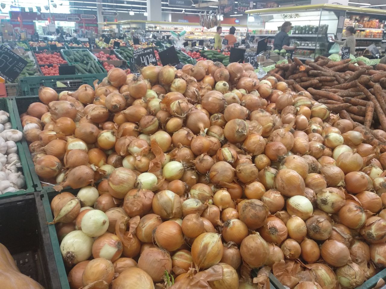 В супермаркете лука очень много, но стоит он больше 40 гривен. фото: Vgorode