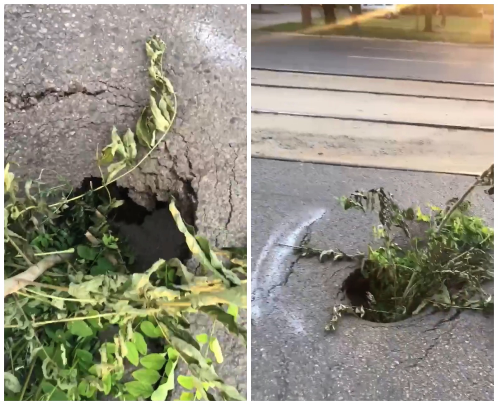 Провал в Днепре на проспекте Богдана Хмельницкого / фото: ХД