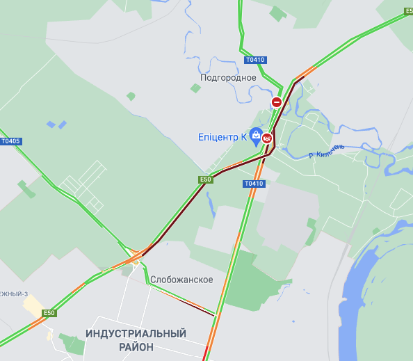 Огромная пробка при выезде из Днепра,