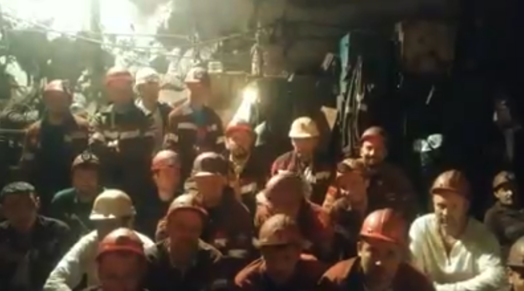 Протест в шахте в Кривом Роге / фото: fb Михайло Волинець
