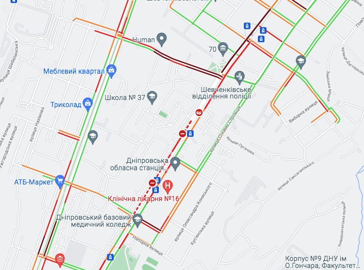 Место перекрытия дороги в Днепре 15 сентября 