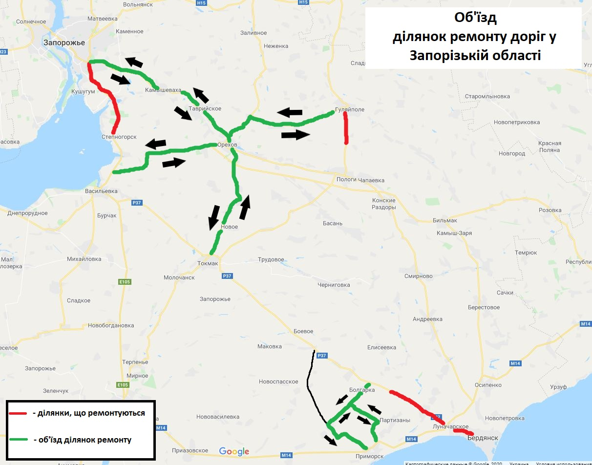 Схема, по которой объезжать участки, где идет ремонт