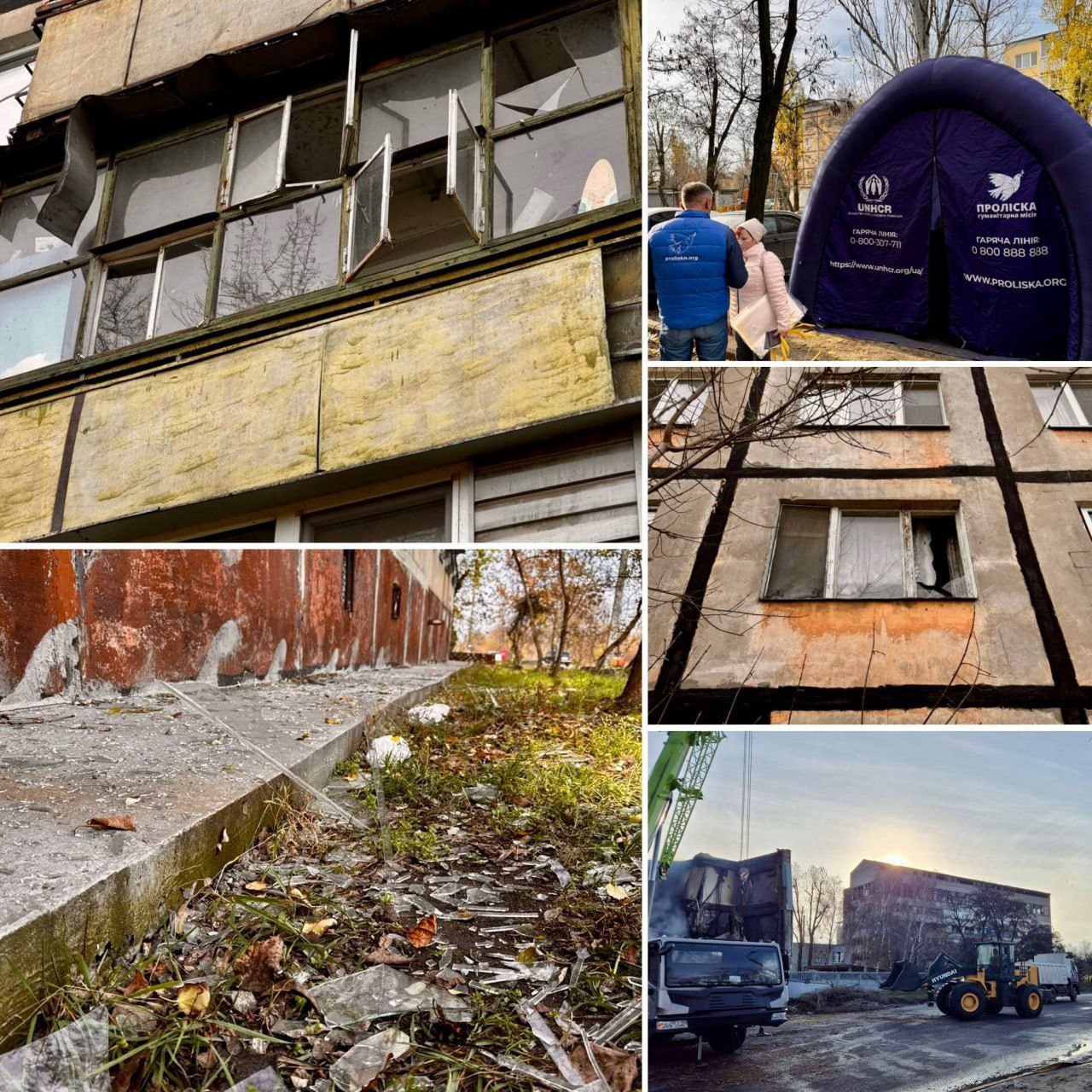 В Днепре в результате ночной атаки беспилотников повреждены многоэтажки. Фото: мэрия Днепра