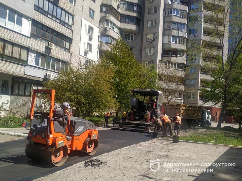 Ремонт дороги в Шевченковском районе/ фото: Департамент благоустрою та інфраструктури
