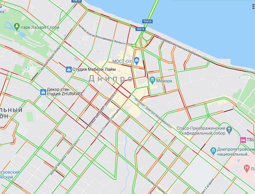 Пробки в центре города/ фото: google.maps