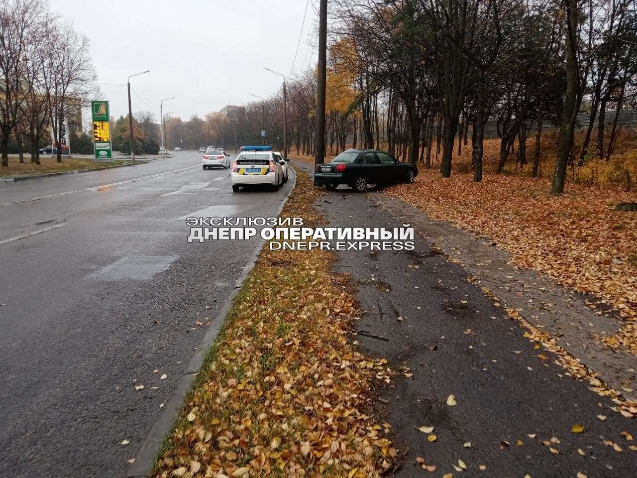 В Днепре авто вылетело с дороги и врезалось в столб/ фото: Днепр Оперативный