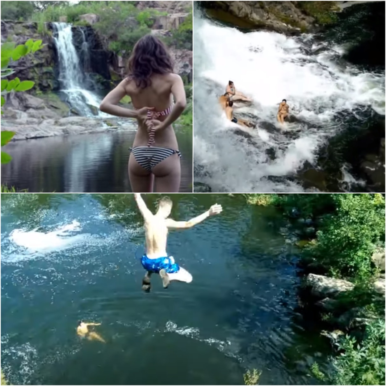 Купание в водопаде "Белые камни"/ фото: youtube Serhii Bryk, youtube Елена Томас