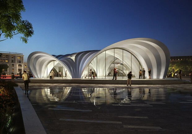 Станции метро Днепра вечером.