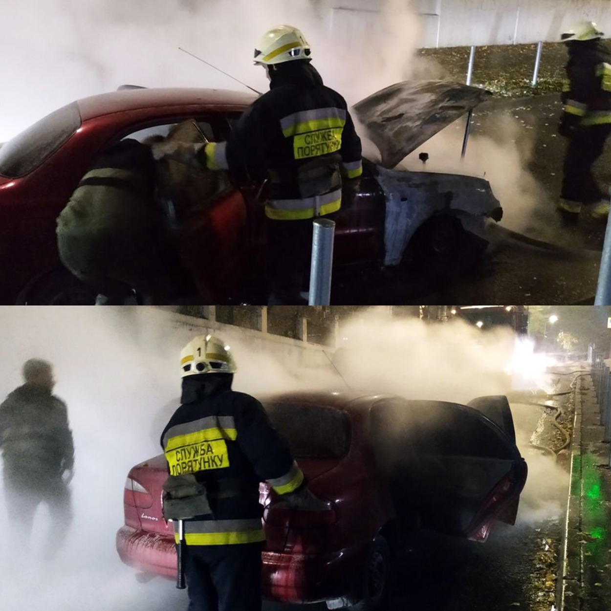 Пожарники ликвидировали очаг возгорания в машине/ фото: dp.dsns.gov.ua