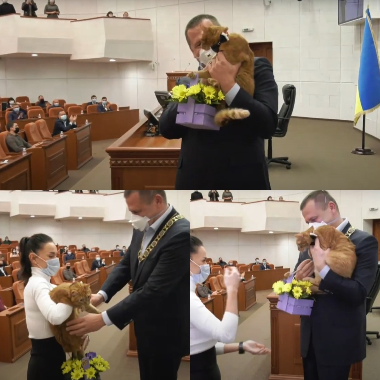 Байден "подарил" мэру цветы/ фото: пресс-служба Днепровского горсовета