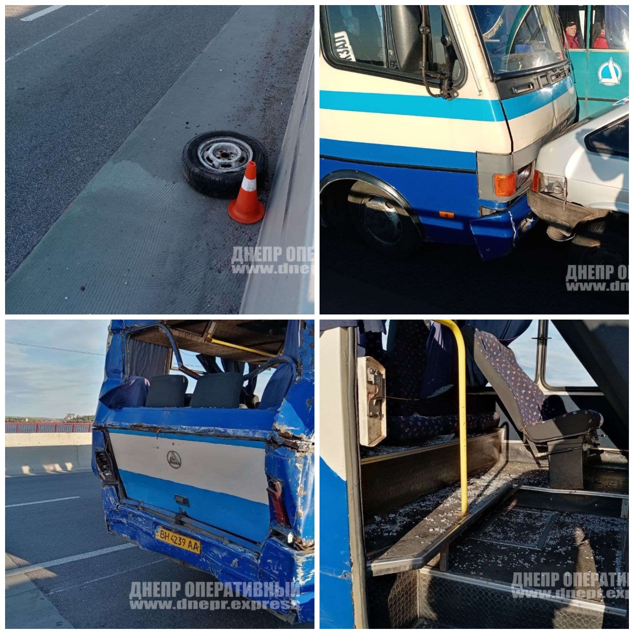 ВАЗ и БАЗ в результате ДТП/ фото: Днепр Оперативный