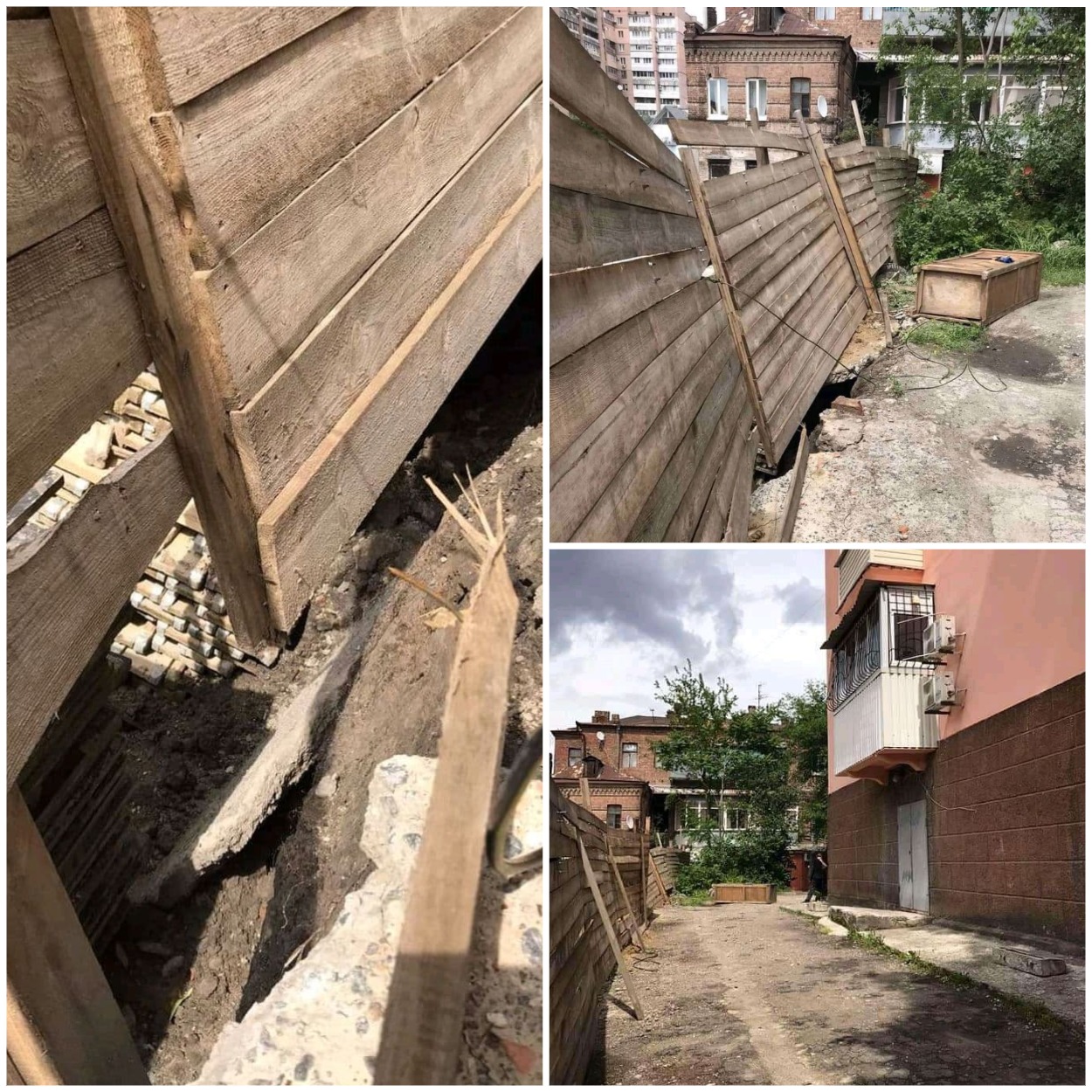 Оползень у котлована на Шевченко/ фото: Игорь Гончаренко