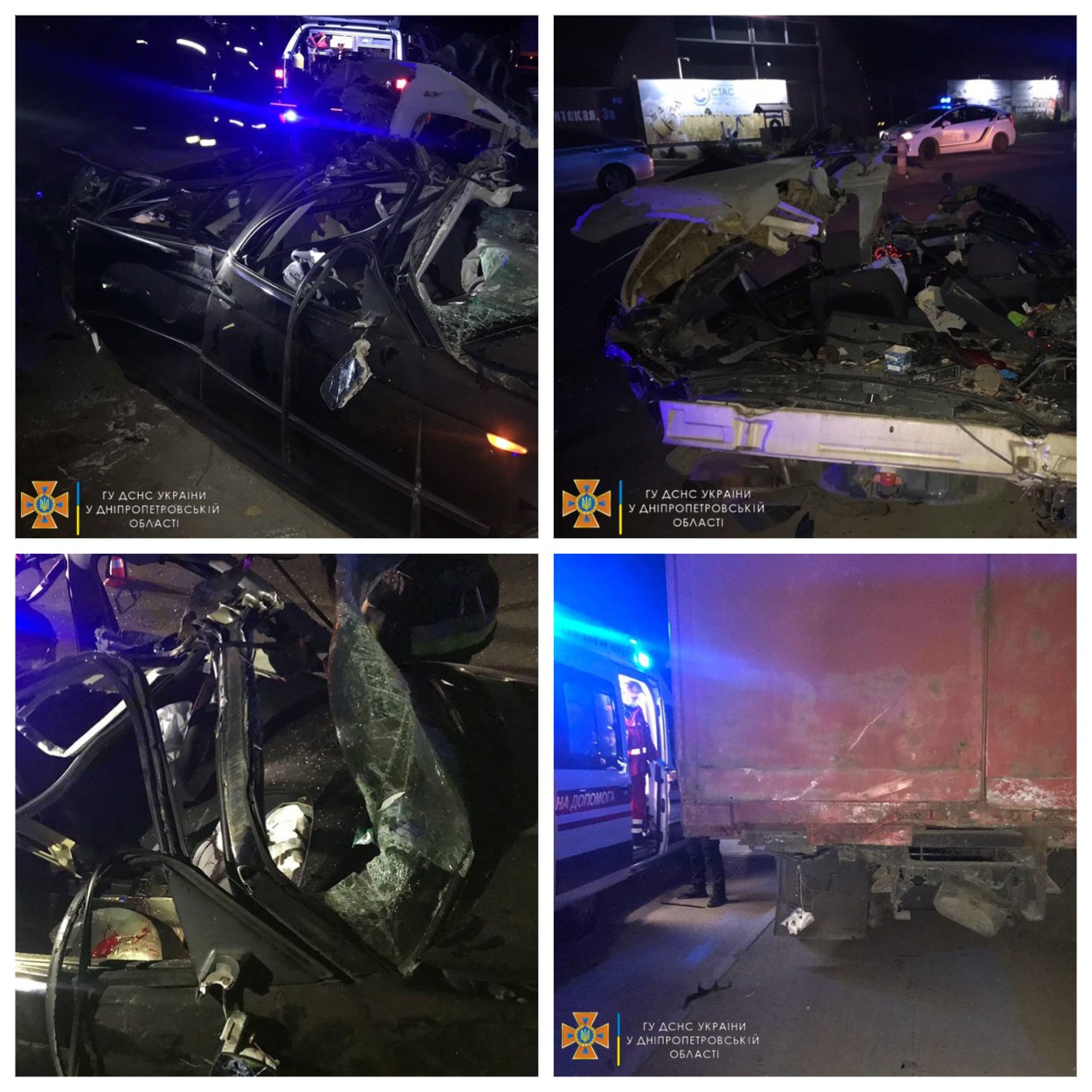В Днепре на Курсантской БМВ врезалась в грузовик/ фото: ГУ ГСЧС Днепропетровской области