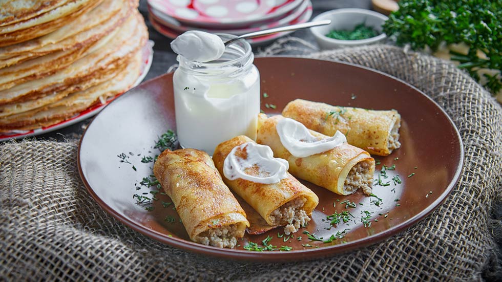 Блины с мясом/ фото: cultura.menu