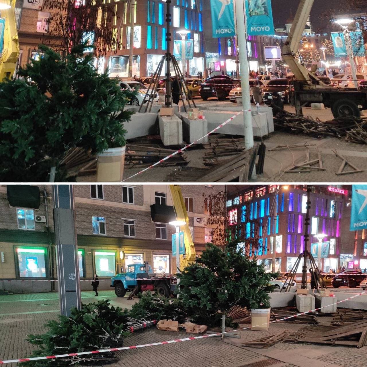 В центре Днепра устанавливают самую высокую елку в Украине.