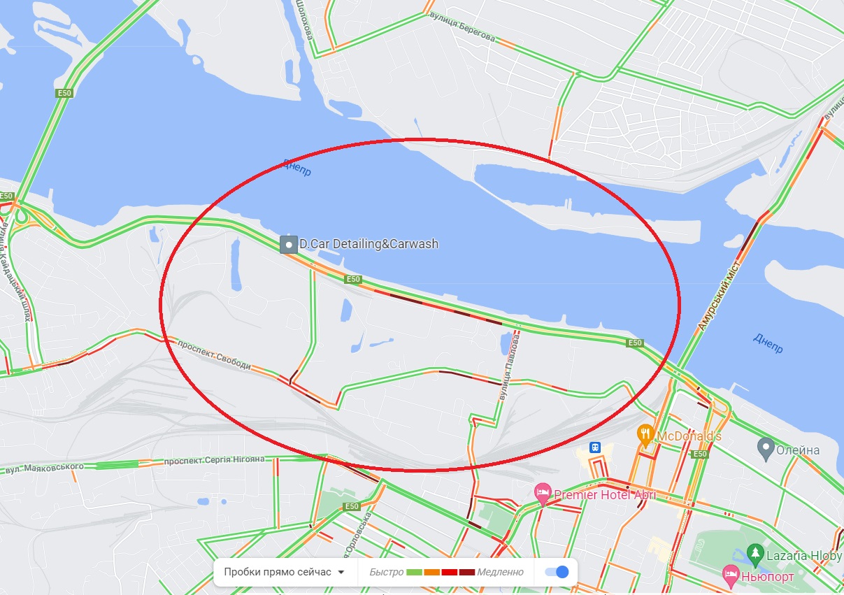На Набережной Заводской большая пробка из-за ДТП/ фото: googlemaps.com
