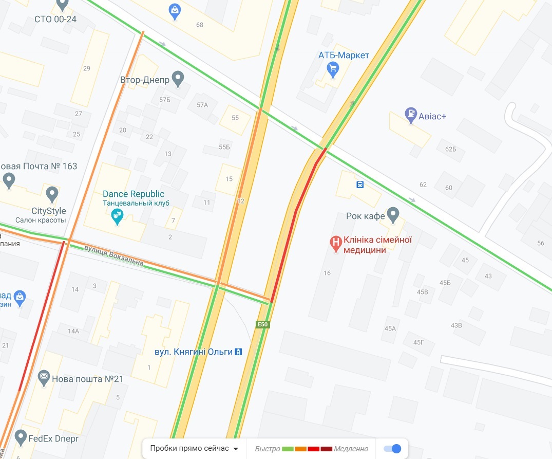 Пробка возле места аварии/ фото: googlemaps.com