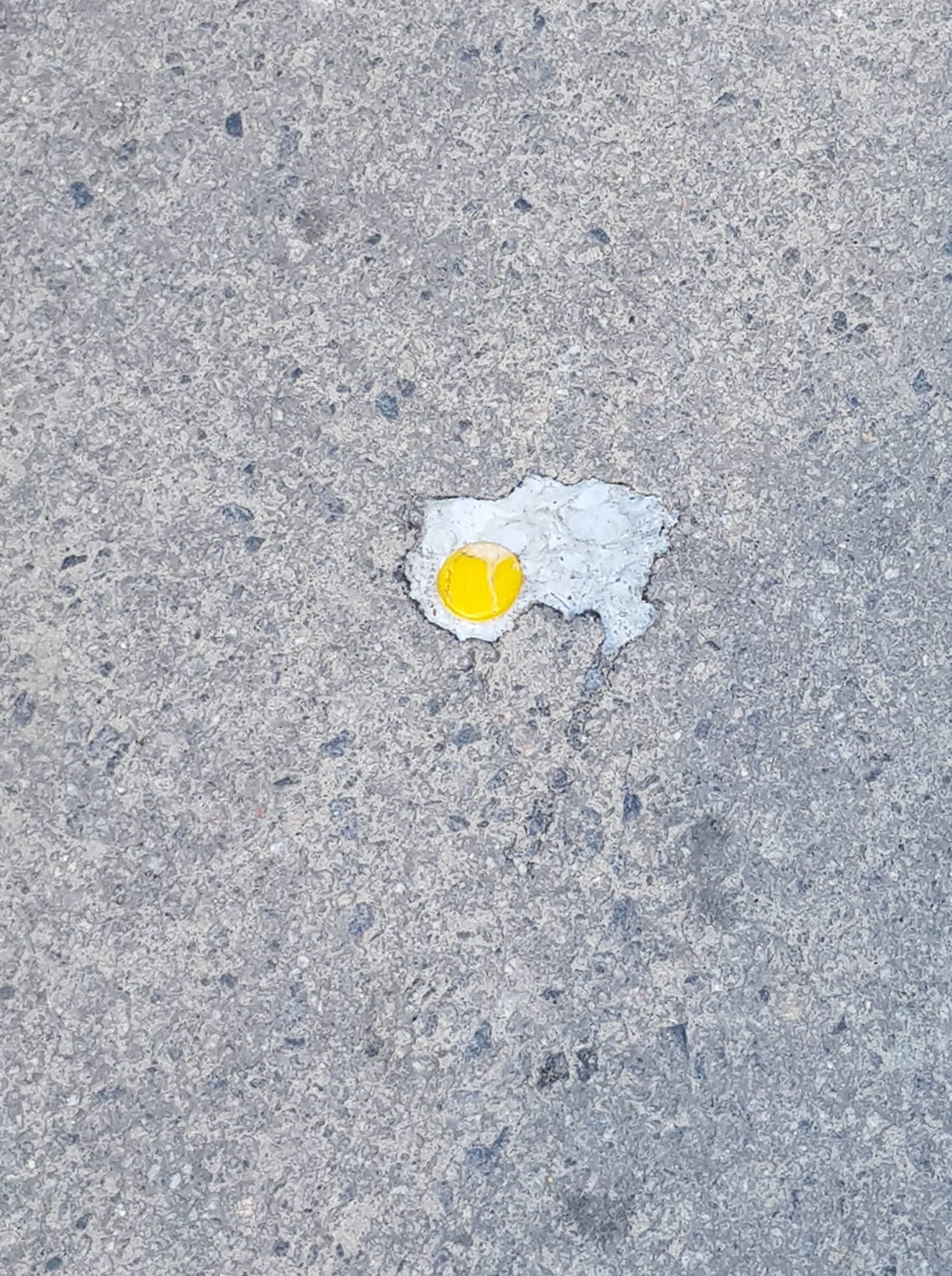 Яичница на асфальте в тупике Паруса/ фото: fb Ольги Галилео