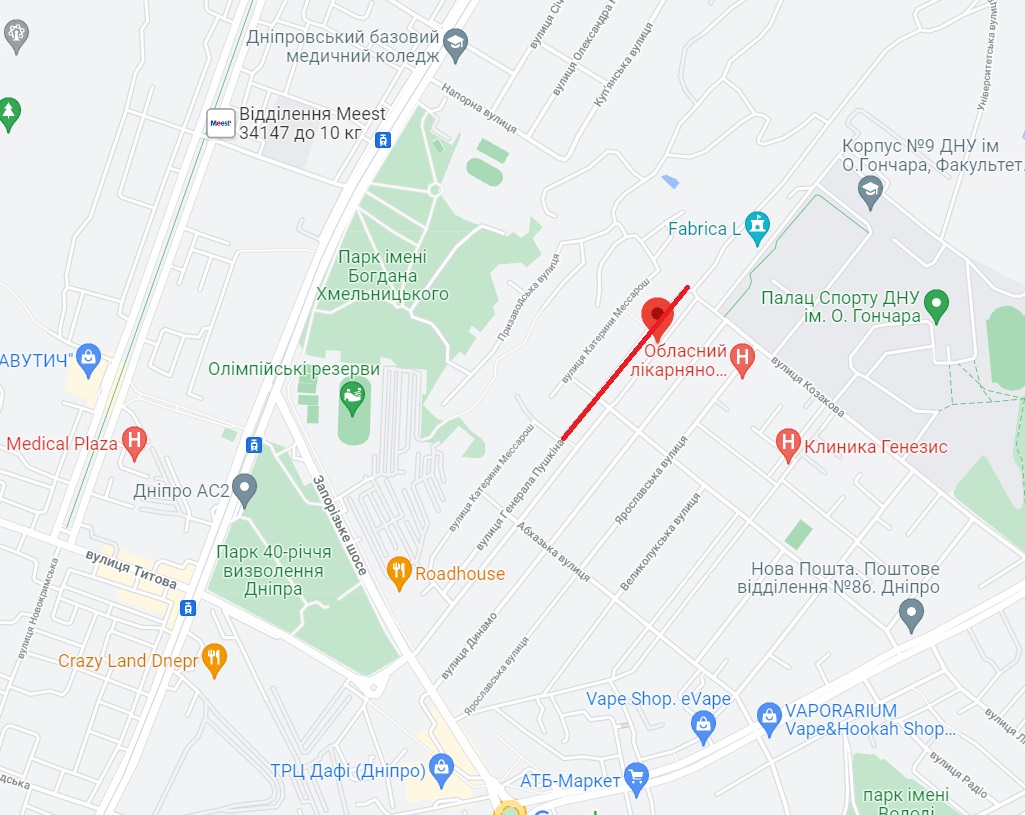 Улицу Генерала Пушкина собираются сделать односторонней/ фото: googlemaps.com