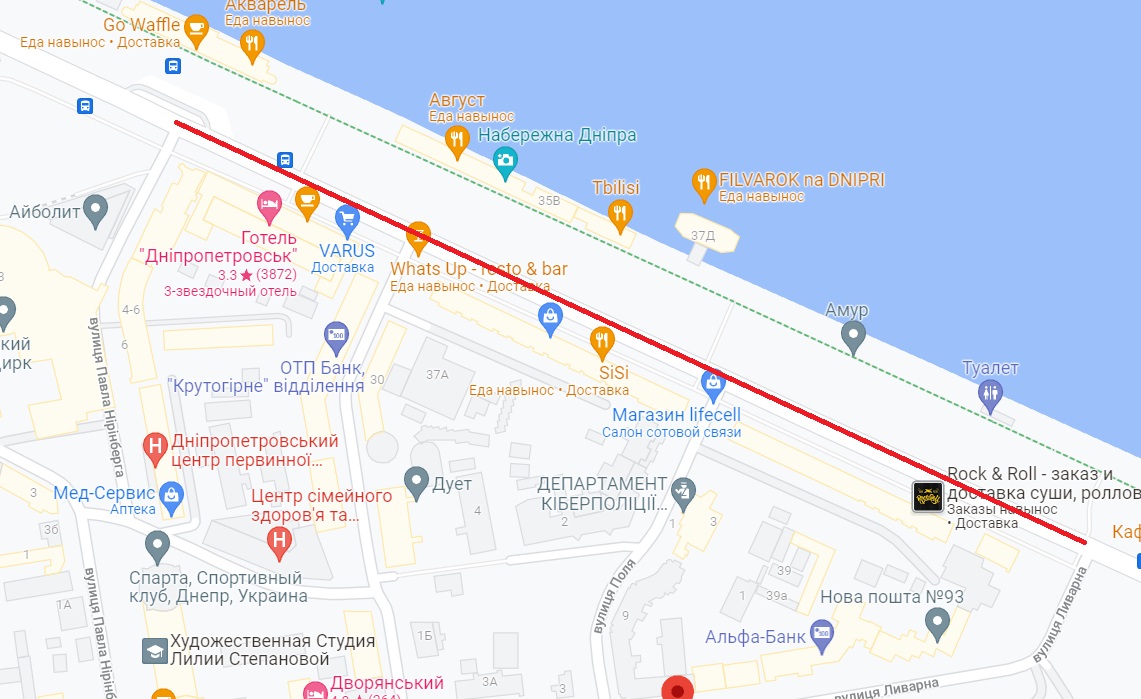 На Счиславской Набережной продлят новую велодорожку/ фото: googlemaps.com