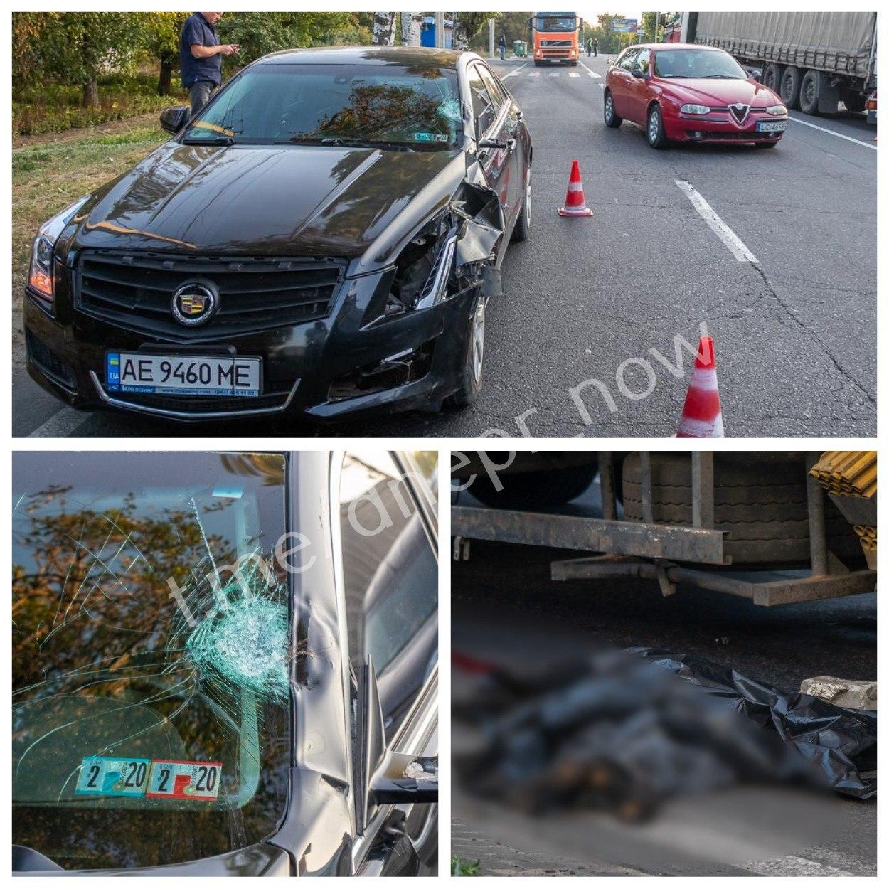 Черный Cadillac, который сбил мужчину/ фото: Днепр Сейчас