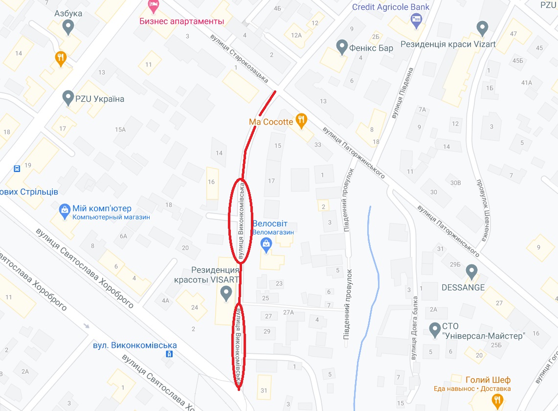 Красным указана зона, которую хотят перекрыть/ фото: googlemaps.com