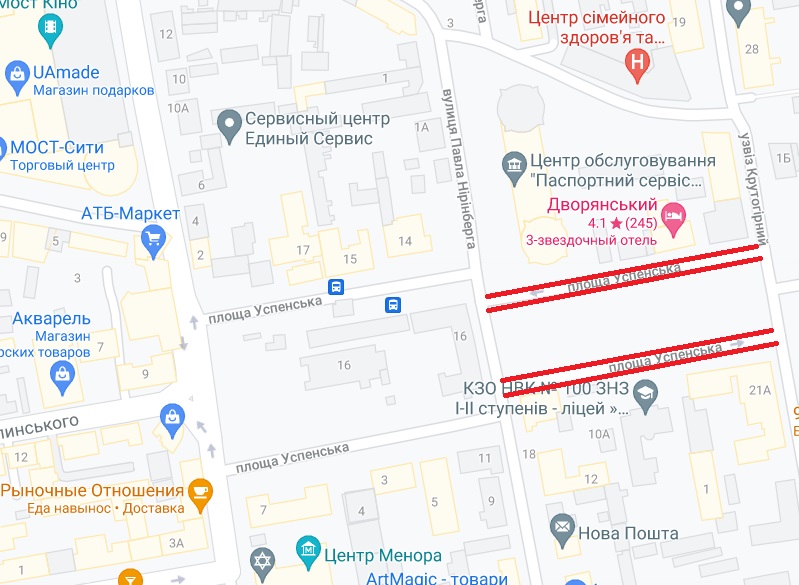 Место перекрытия Успенской площади/ фото: googlemaps.com