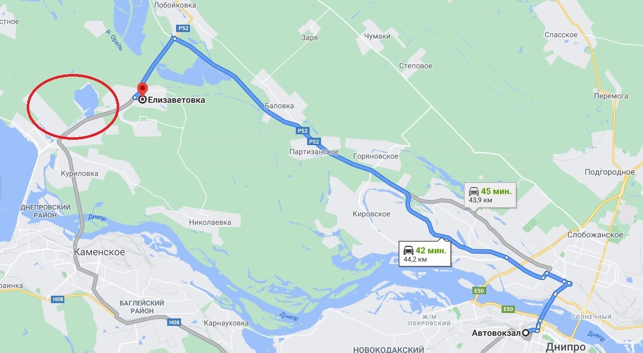 Путь к Голубым озерам на автобусе/ фото: googlemaps.com