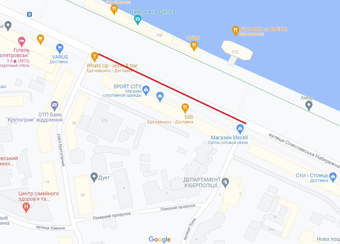 На Счиславской Набережной сделали новую велодорожку/ фото: googlemaps.com
