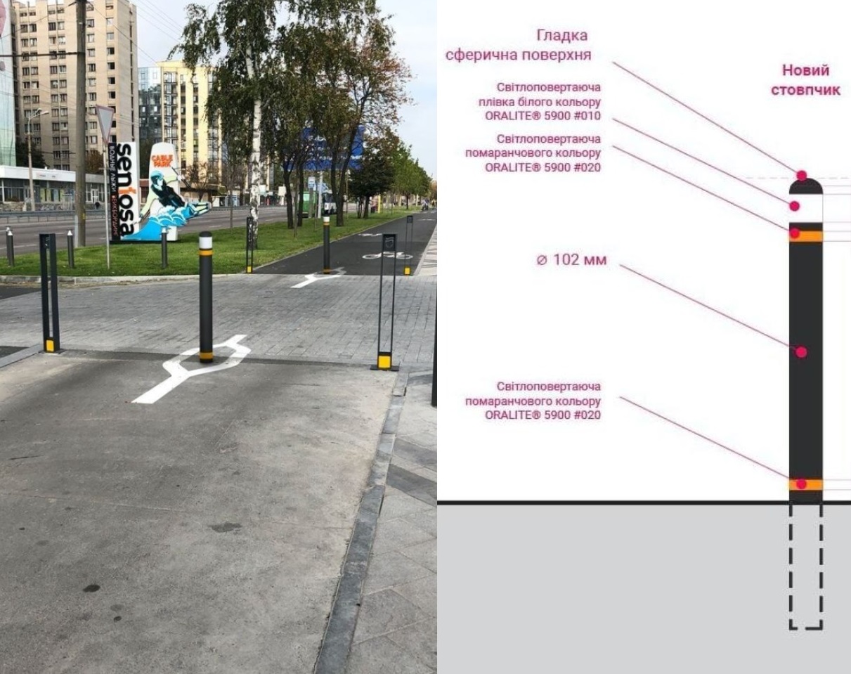 На опасном столбике установили "блестяшку"/ фото: fb Сергея Белого