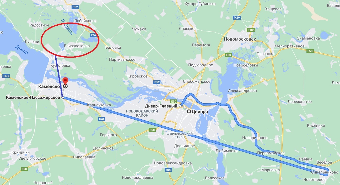 Путь к Голубым озерам на электричке/ фото: googlemaps.com