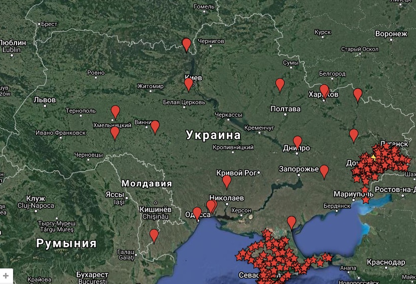 Интерактивная карта памятников Ленина в Украине / фото: google.com