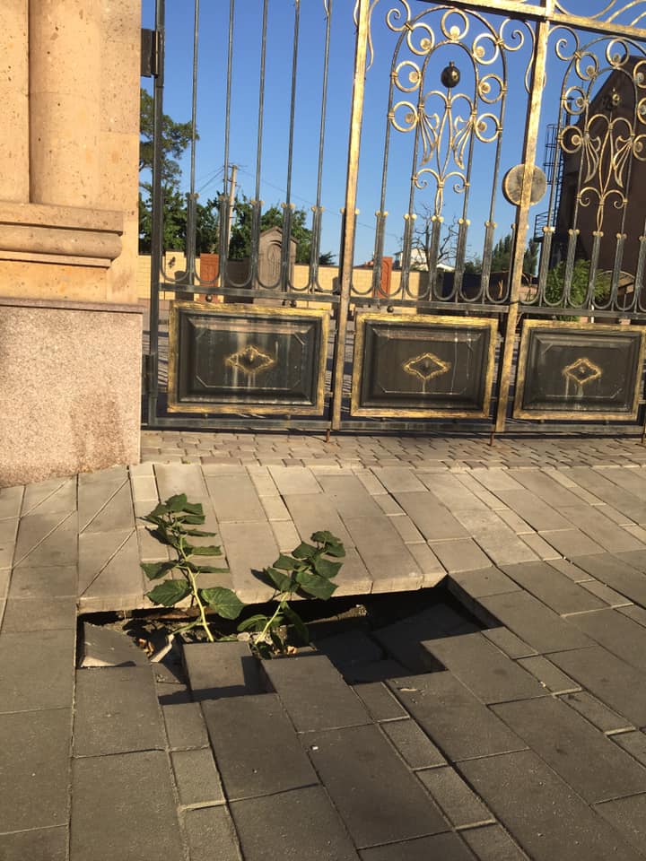 На Курчатова проваливается плитка / фото: fb Stus Kate