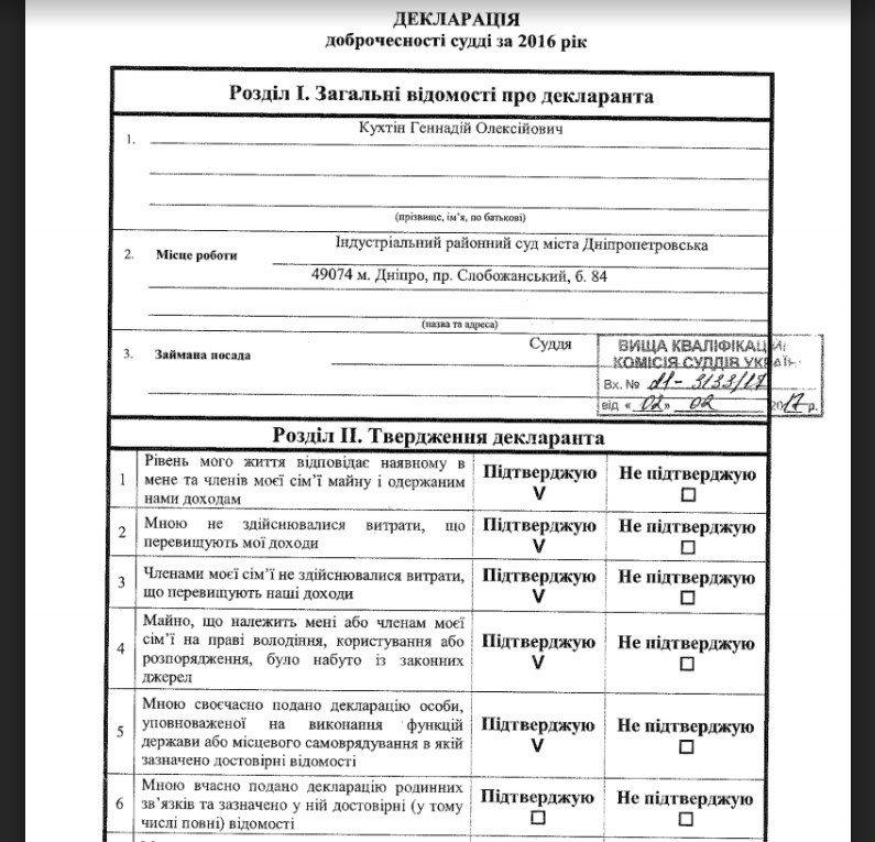 О чем не рассказал в своей декларации судья Индустриального райсуда Днепра Геннадий Кухтин фото 6 5