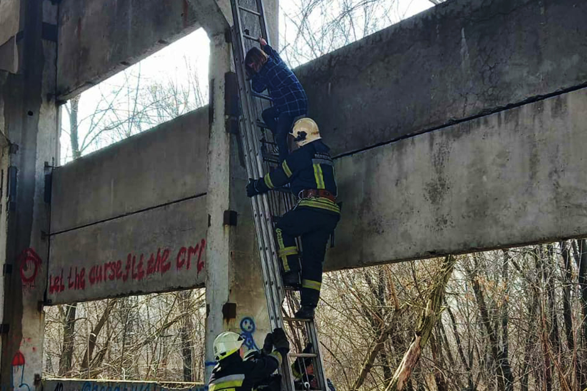 Спасатели спустили ее - фото: ГСЧС
