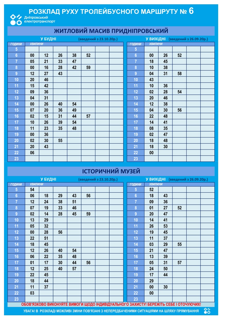 График движения троллейбуса №6 / фото: det.dp.ua
