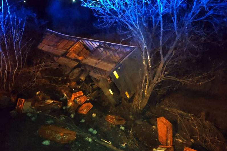 Под Днепром попал в ДТП грузовик / фото: ГСЧС