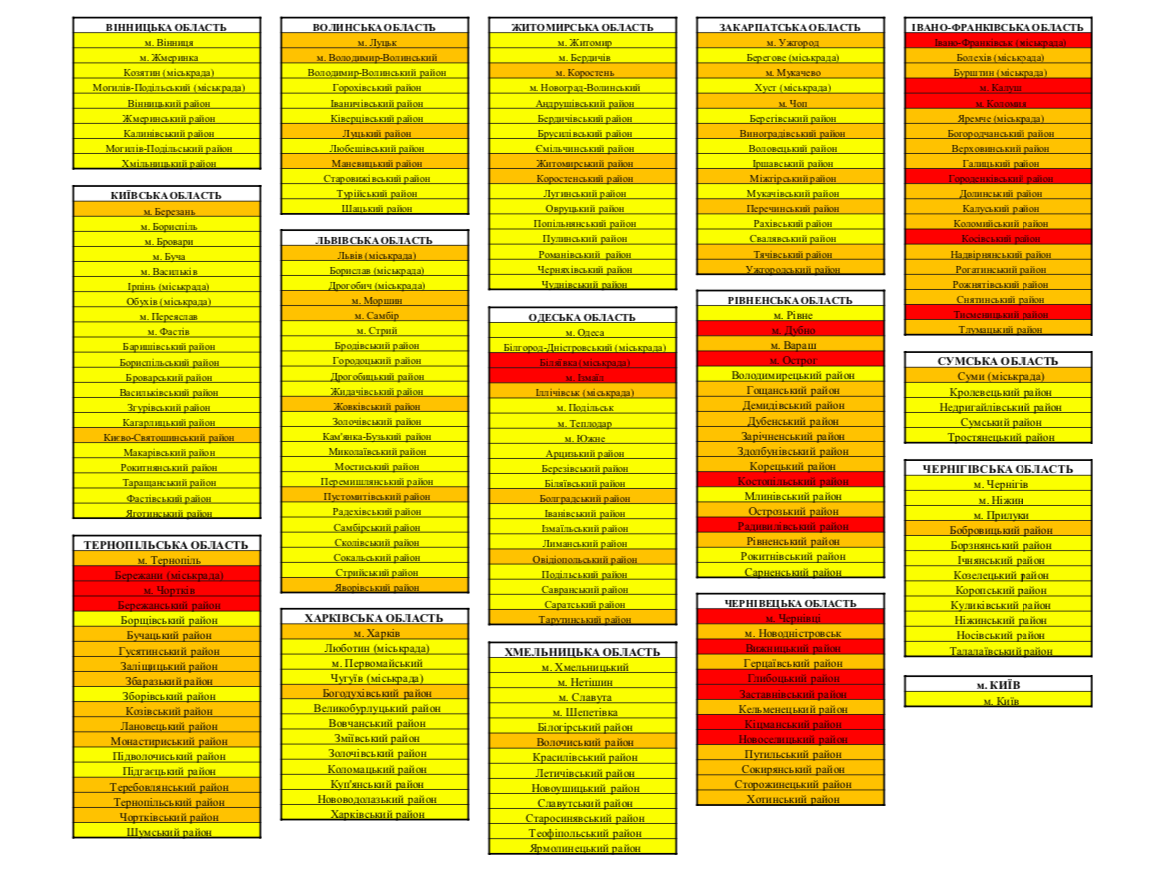МОЗ обновил список карантинных зон / фото: moz.gov.ua